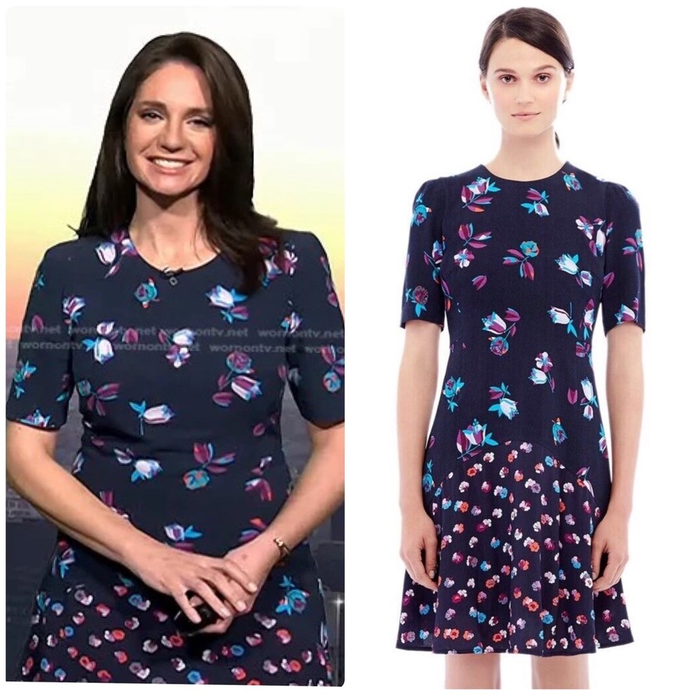 NWT $450 Rebecca Taylor Bellflower Navy Blue Floral Dress 0 *Worn on Today Show